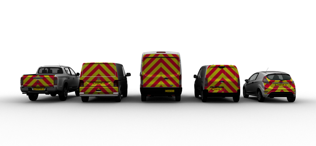 3D renders of a variety of vehicles sporting high quality chevrons.